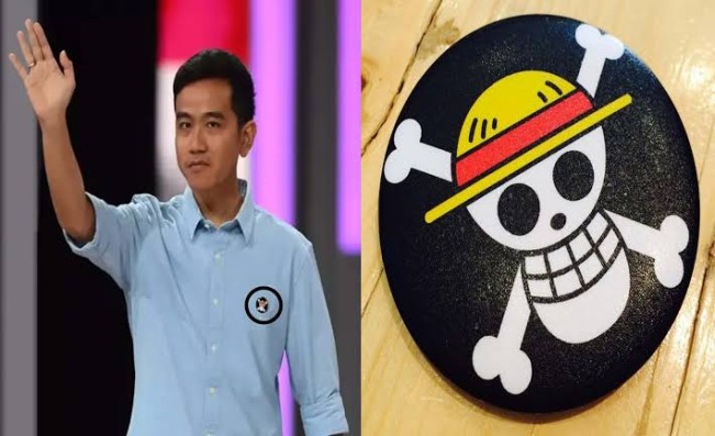 Gibran Rakabuming Raka memakai pin One Piece saat debat Cawapres. [X]
